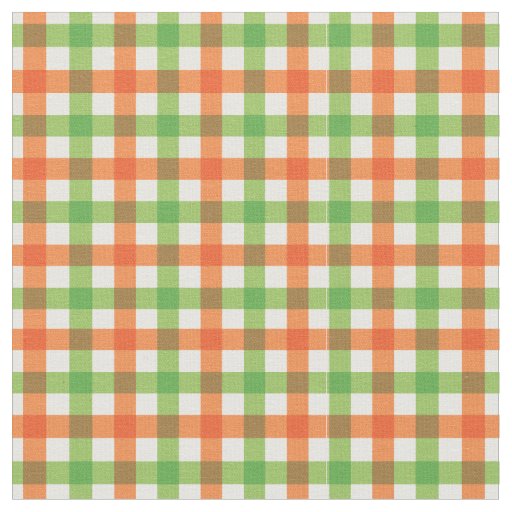 Orange & Lime Green Bright Gingham Plaid/ Tartan Fabric