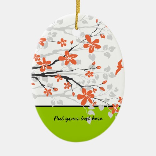 Orange lime green magnolia flowers ornament