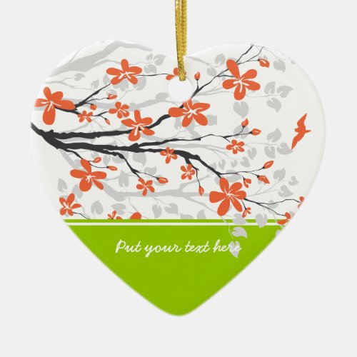 Orange lime green magnolia flowers ornament