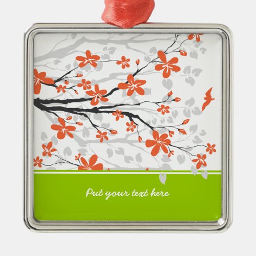 Orange lime green magnolia flowers ornament