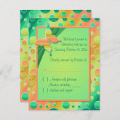 Orange, Lime Green Polka Dot RSVP Card (Front/Back)