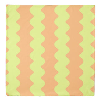 Orange Lime Wavy Stripe Bold Modern Bedding Duvet Cover