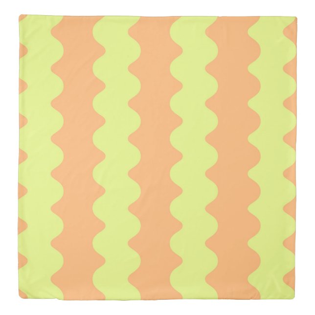 Orange Lime Wavy Stripe Bold Modern Bedding Duvet Cover (Front)