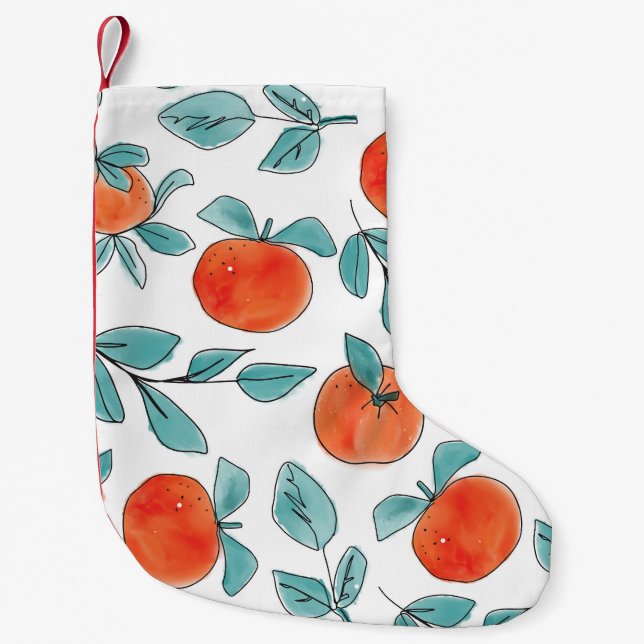 Orange line art: seamless pattern small christmas stocking (Front)