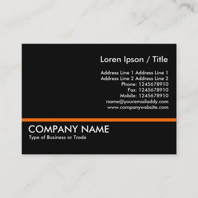 Orange Line - Black Business Card (Front)