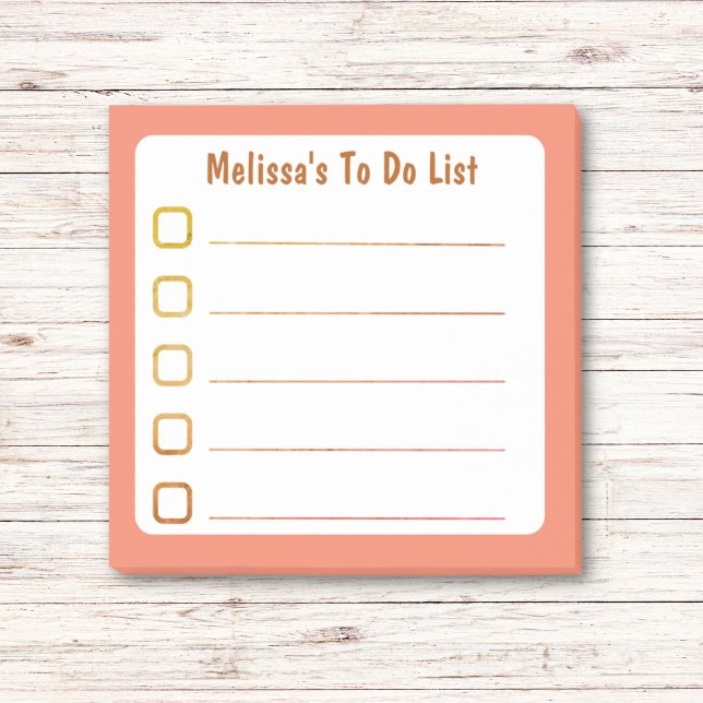 Orange Lined To Do List  Post-it Notes (Orange sticky notes to do list with personalized name.)