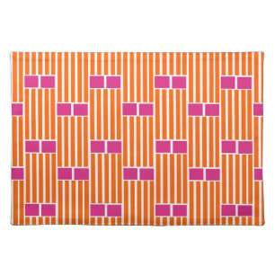 Orange Lines and Pink Boxes Cloth Placemat