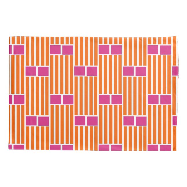Orange Lines and Pink Boxes  Pillow Case (Back)