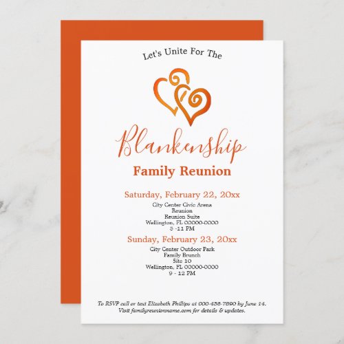 Orange Linked Hearts Family Reunion Template