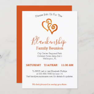 Orange Linked Hearts Family Reunion Template