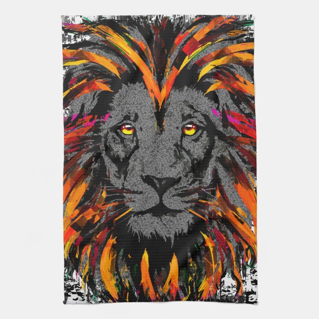 Orange Lion Head - Lion Face - Lion Kitchen Towel (Vertical)