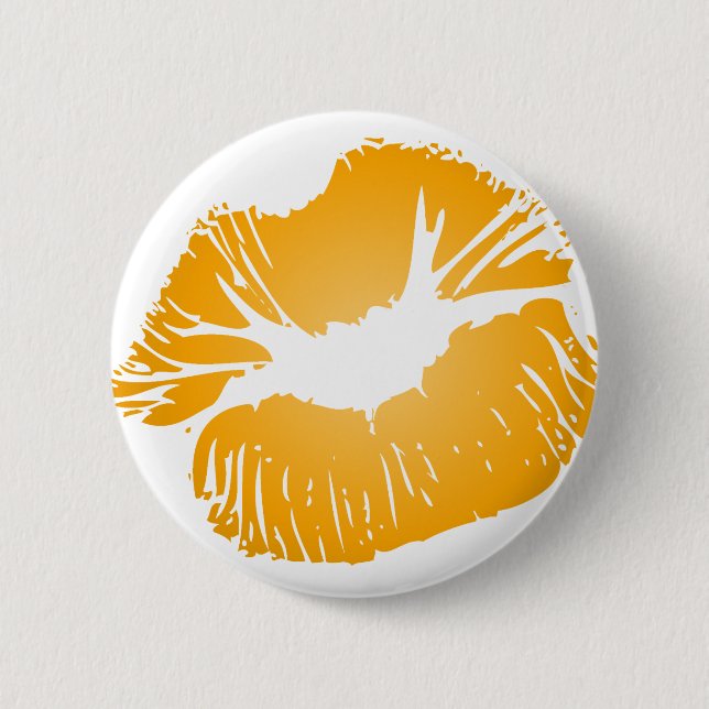Orange Lips Pinback Button (Front)