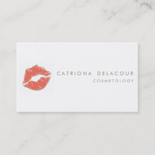 Orange Lipstick Mark Cosmetology Business Card
