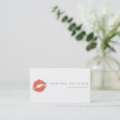 Orange Lipstick Mark Cosmetology Business Card (Standing Front)