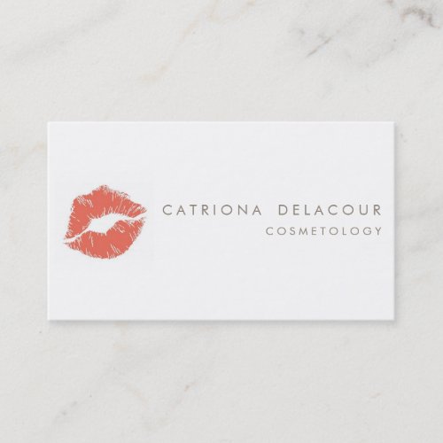 Orange Lipstick Mark Cosmetology Business Card