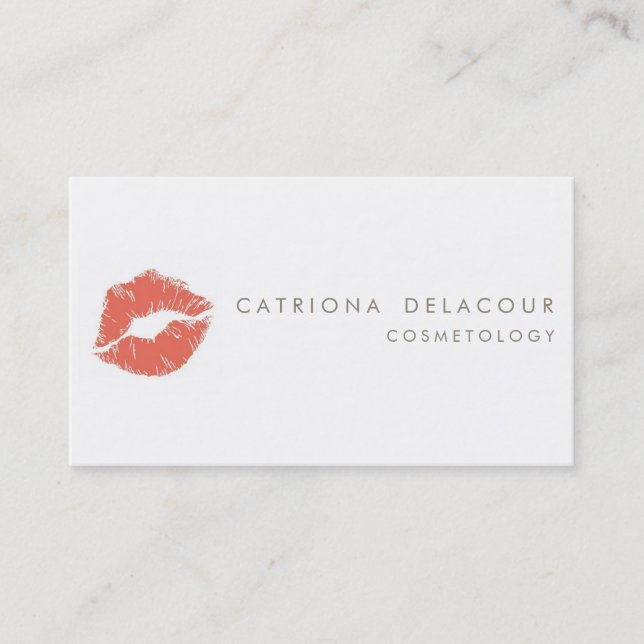 Orange Lipstick Mark Cosmetology Business Card (Front)