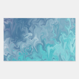 Orange Liquid Marble Abstract Pattern Rectangular Sticker