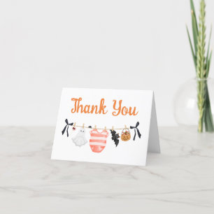 Orange Little Boo Baby Shower Thank You Card