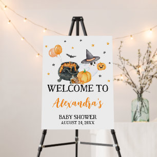 Orange Little Boo Ghost Baby Shower Welcome Sign