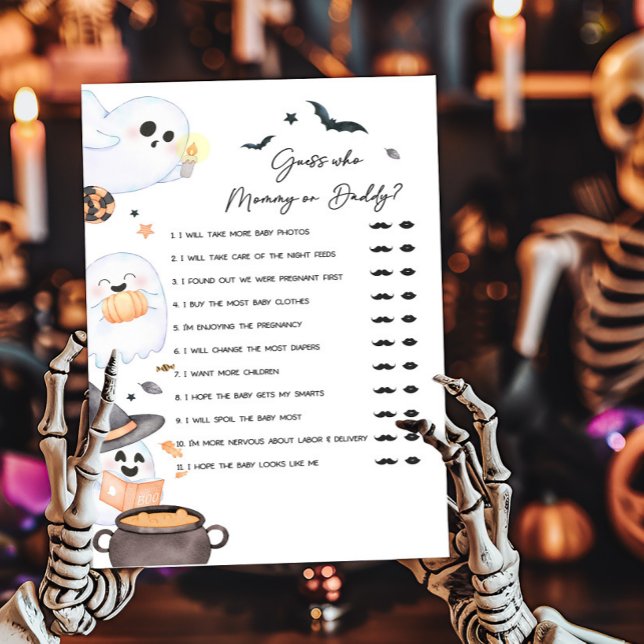 Orange Little Boo Guess who Mommy or Daddy Game (Orange Little Boo Baby Shower Guess who Mommy or Daddy Game)