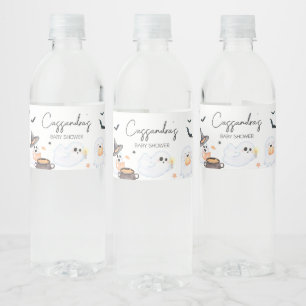 Orange Little Boo Halloween Baby Shower Water Bottle Label