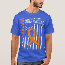 Orange Little Brother Leukemia Awareness Flag Gift T-Shirt