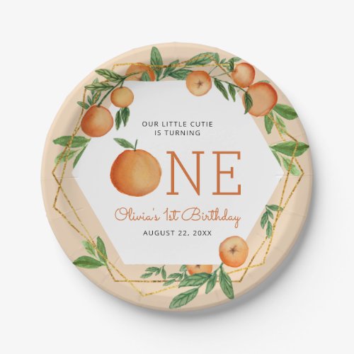 Orange Little Cutie 1st Birthday Paper Plates