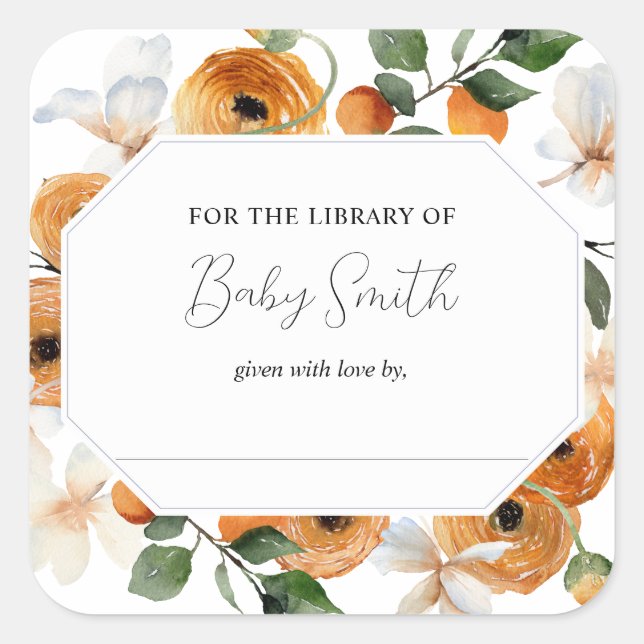 Orange Little Cutie Baby Shower Bookplate (Front)