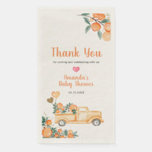 Orange Little Cutie Baby Shower Gold Glitter Paper Guest Towels