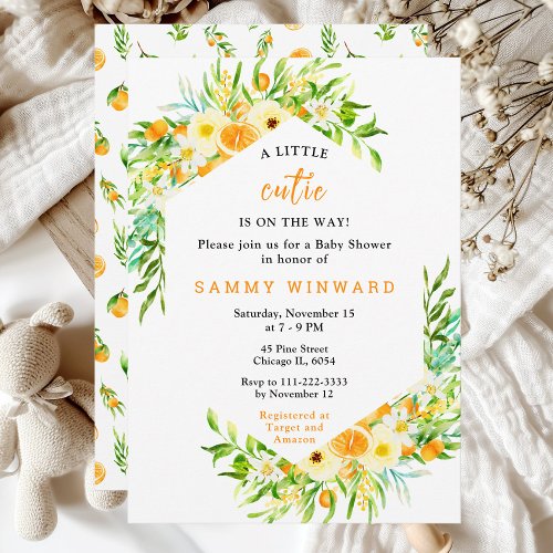 Orange Little Cutie Baby Shower Invitation