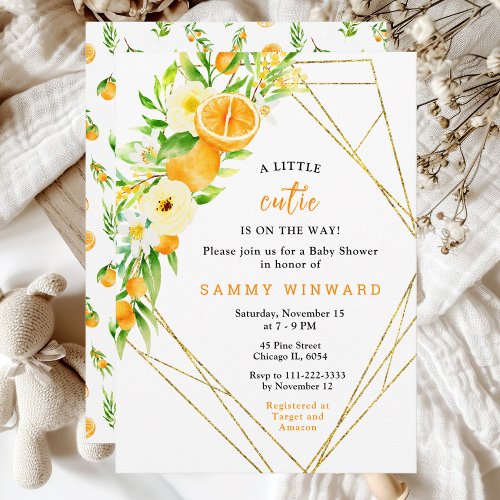 Orange Little Cutie Baby Shower Invitation