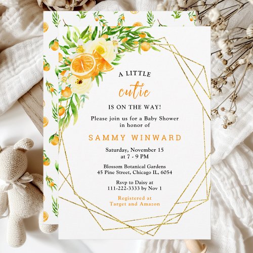 Orange Little Cutie Baby Shower Invitation