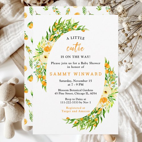 Orange Little Cutie Baby Shower Invitation