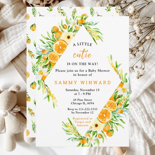 Orange Little Cutie Baby Shower Invitation