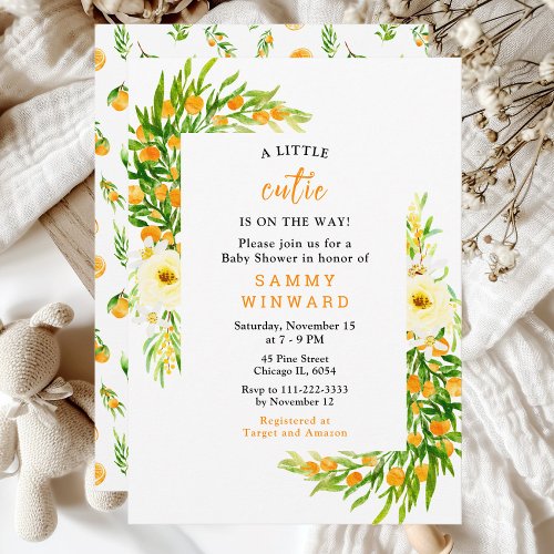 Orange Little Cutie Baby Shower Invitation