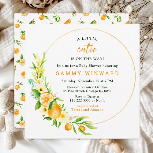 Orange Little Cutie Baby Shower Invitation