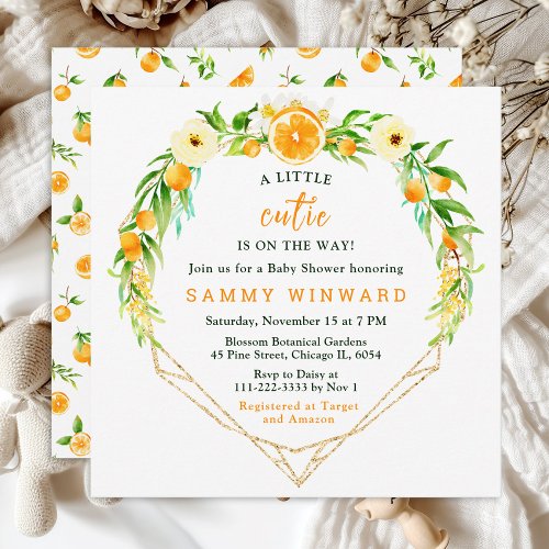 Orange Little Cutie Baby Shower Invitation