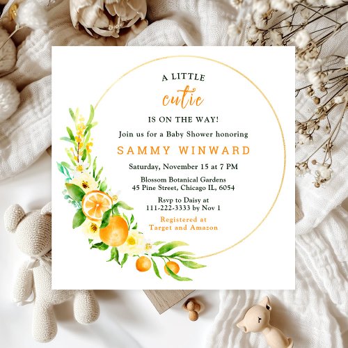 Orange Little Cutie Baby Shower Invitation