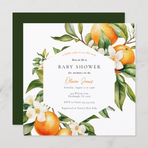 Orange Little Cutie Baby Shower Invitation