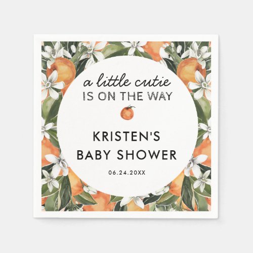 Orange Little Cutie Baby Shower Napkins