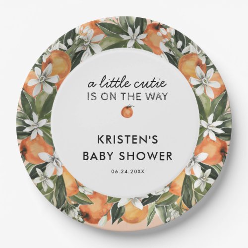 Orange Little Cutie Baby Shower Paper Plates