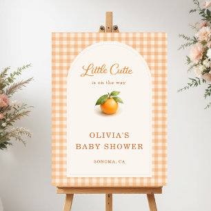 Orange Little Cutie Baby Shower Welcome Sign