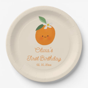 Orange Little Cutie Birthday Party Paper Plates