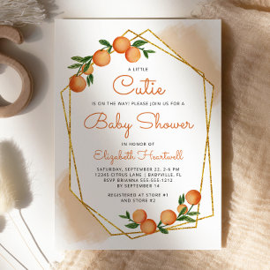 Orange Little Cutie Citrus Baby Shower Invitation