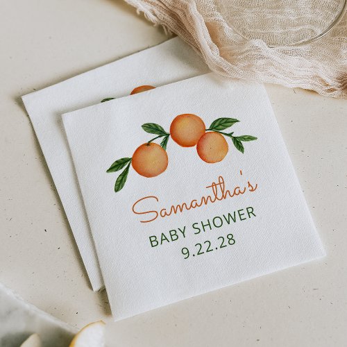 Orange Little Cutie Citrus Baby Shower Napkins