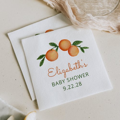 Orange Little Cutie Citrus Baby Shower Napkins