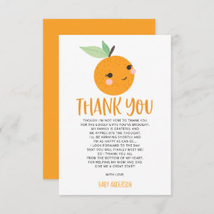 Orange Little Cutie Citrus Baby Shower Thank You  Invitation