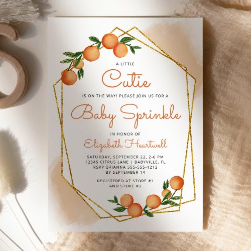 Orange Little Cutie Citrus Baby Sprinkle Invitation