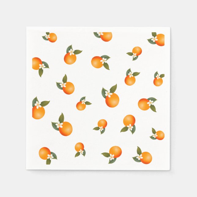 Orange Little Cutie Citrus Minimalist Baby Shower Napkins (Front)