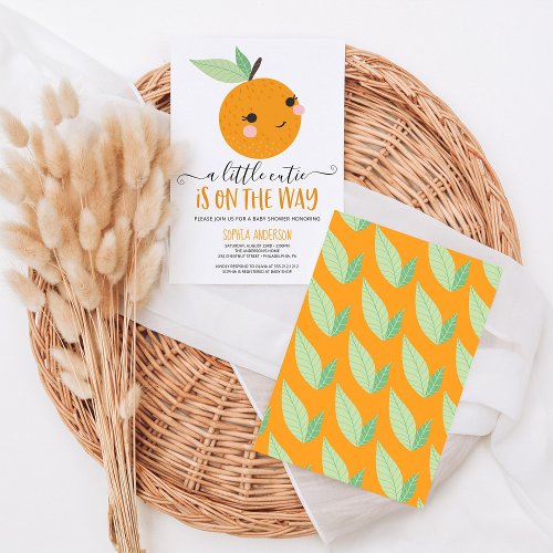 Orange Little Cutie Citrus Modern Baby Shower Invitation